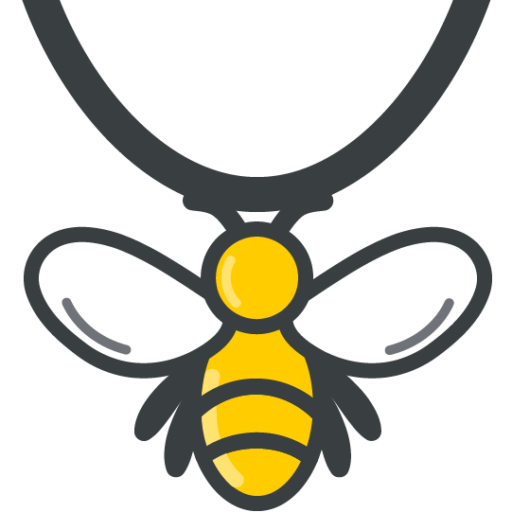 a bee pendant on a necklace